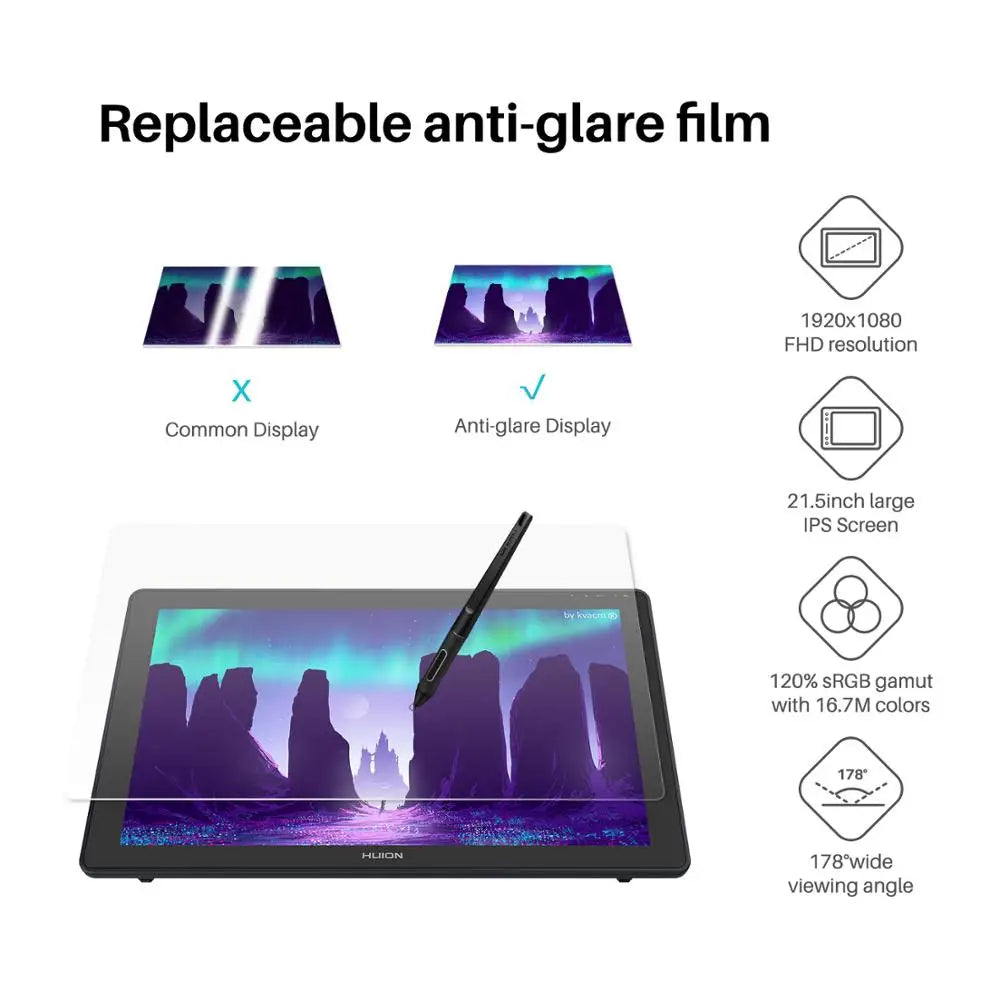 Huion Kamvas 22 Graphic Pen Tablet Monitor With AntiGlare