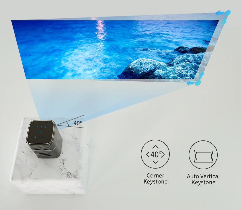 WZATCO A8 DLP Portable Projector Android 9.0 5G WiFi 1080P