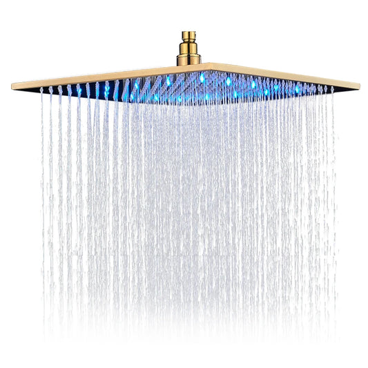 Rozin Rainfall Shower Head with LED Square Brass Wall Mounted