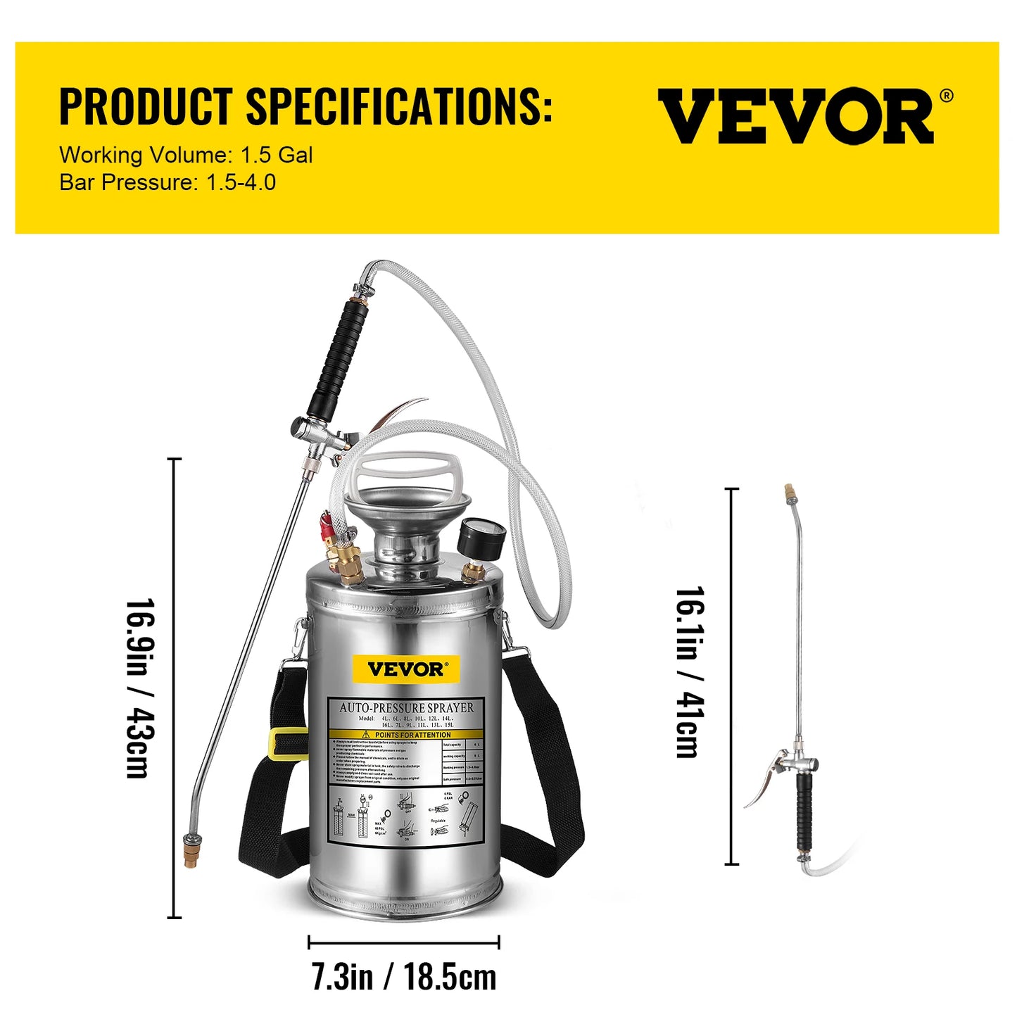 SucceBuy Hand Powered Stainless Steel Garden Sprayer