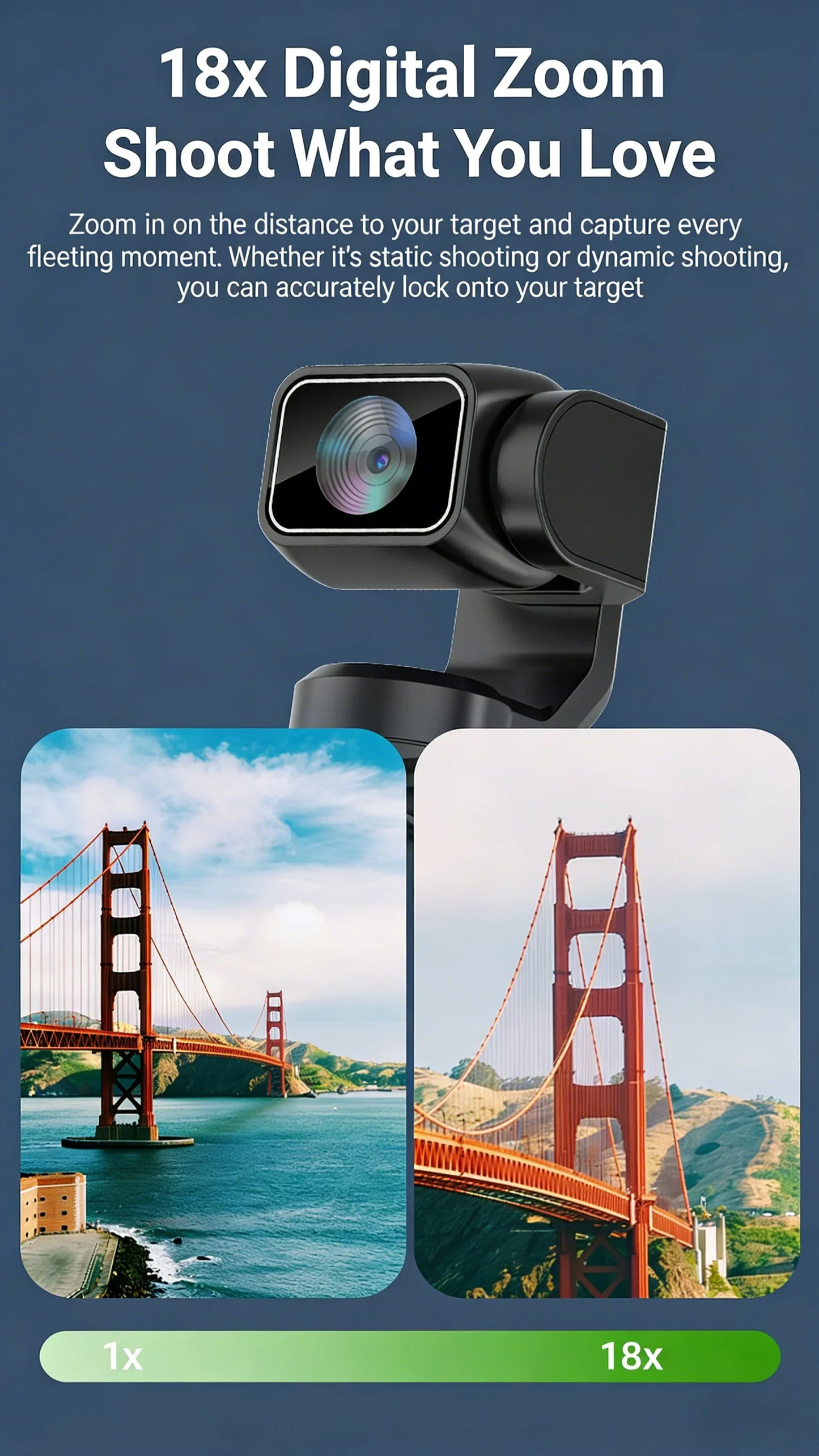 4K Pocket Gimbal Camera Handheld Stabilized Camcorder 75MP Auto Tracking