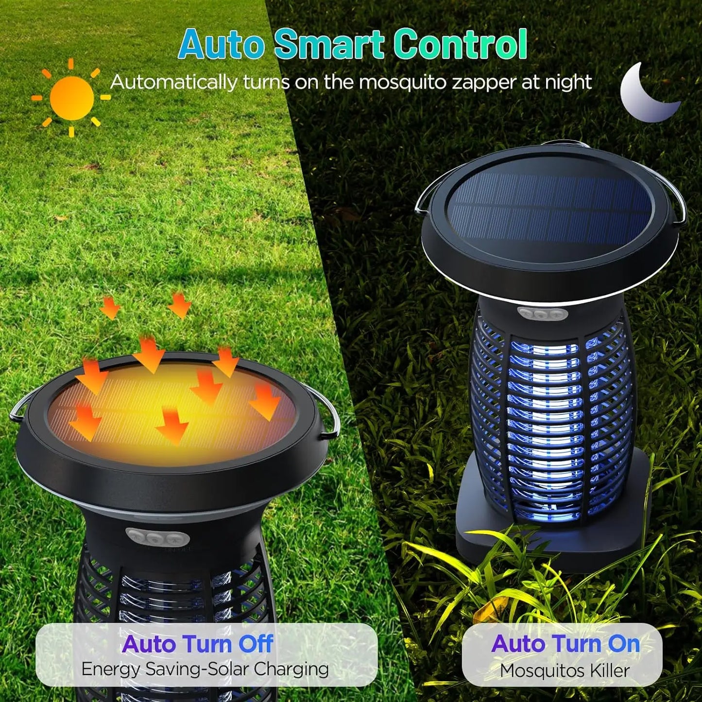 Solar Waterproof Bug Zapper Outdoor Portable Electric Insect Control