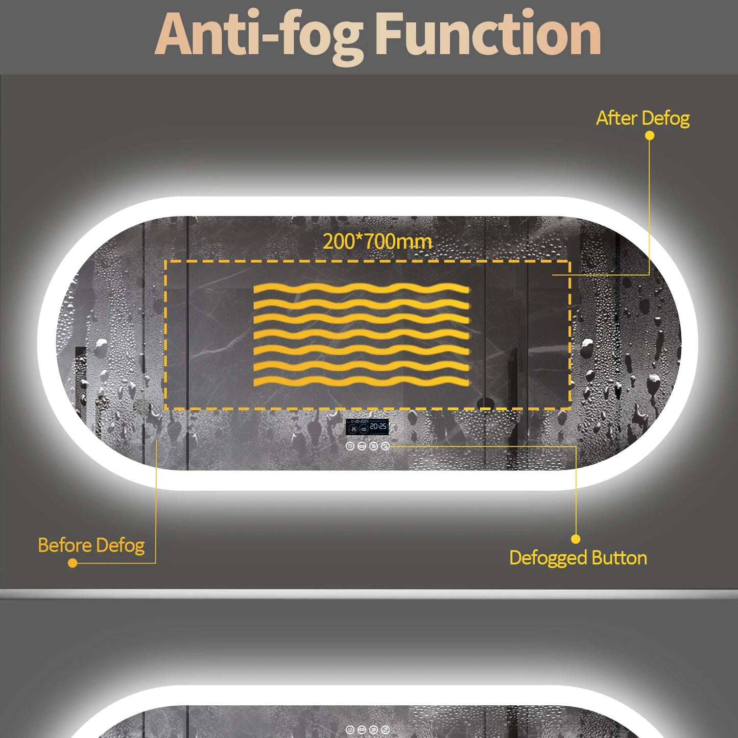 Wisfor Oval LED Bathroom Mirror With Anti-Fog Bluetooth Speaker
