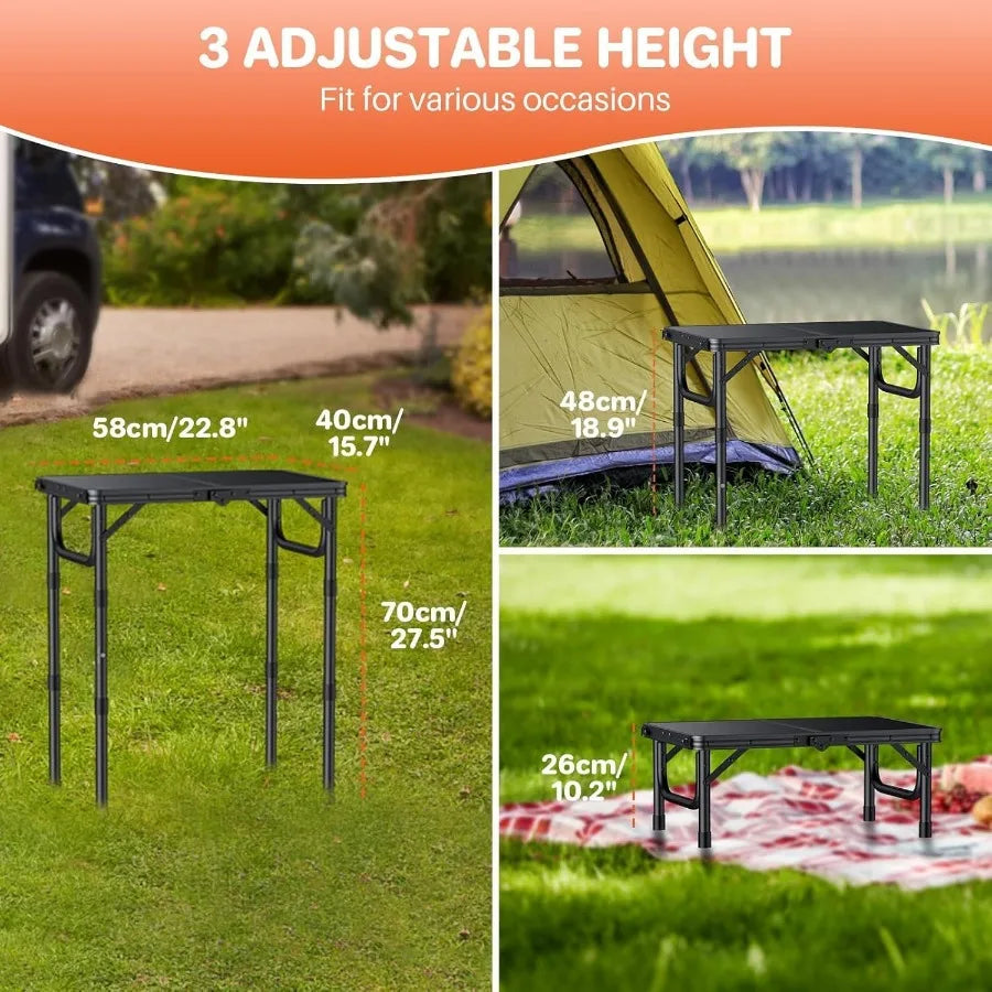 Lightweight Aluminum Folding Camping Table With Adjustable Heights