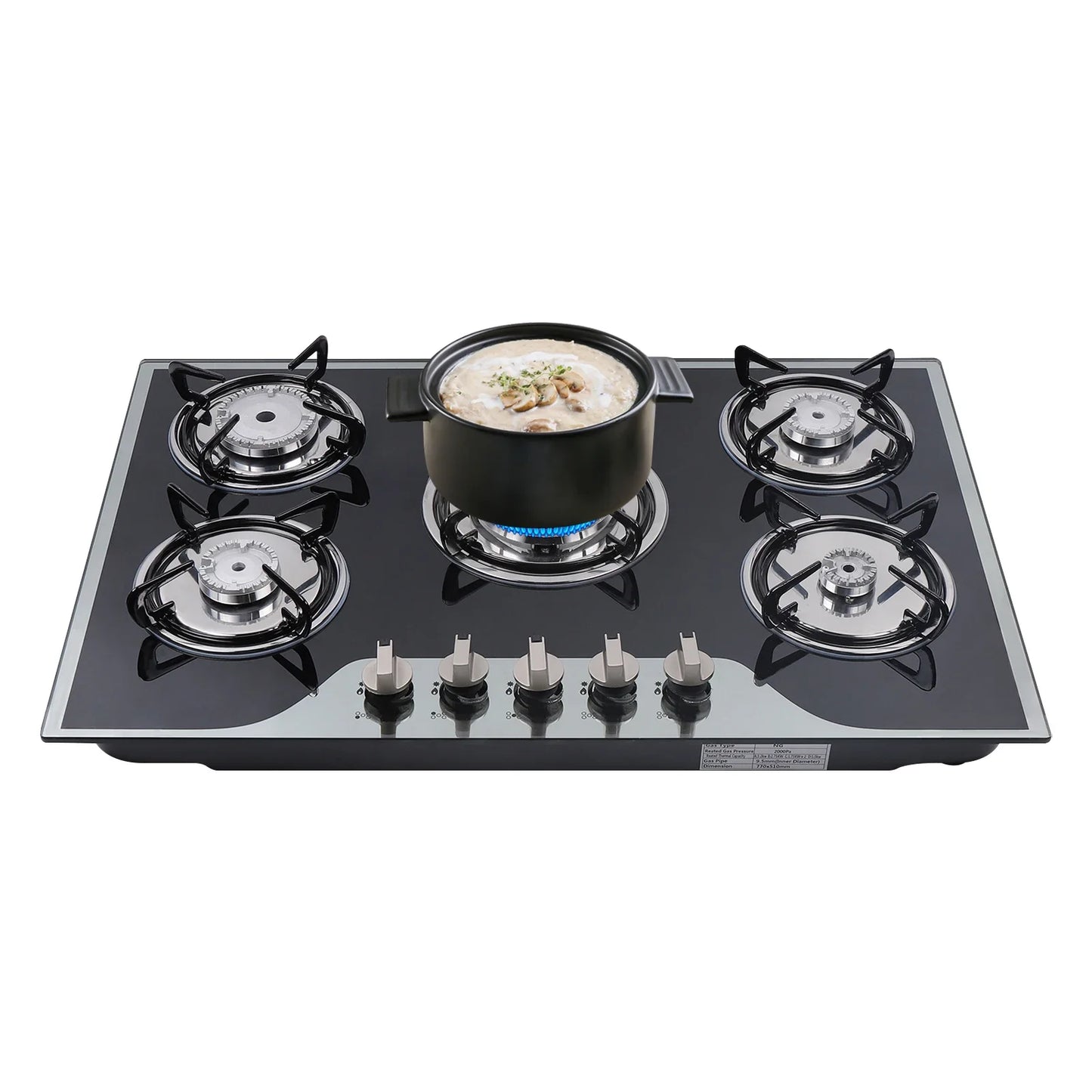 5-Burner Built-In Gas Stove Cast Iron Hob Cooktop