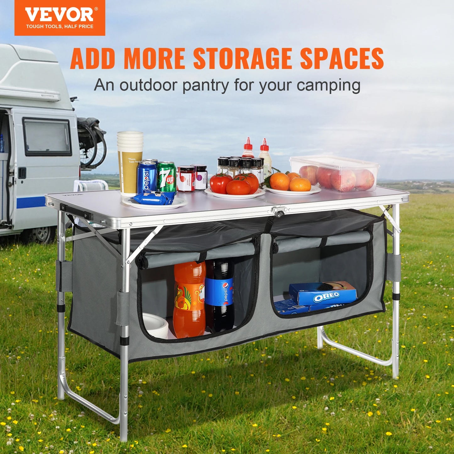 Vevor Folding Camping Kitchen Table With Quick Setup For Outdoor Trips