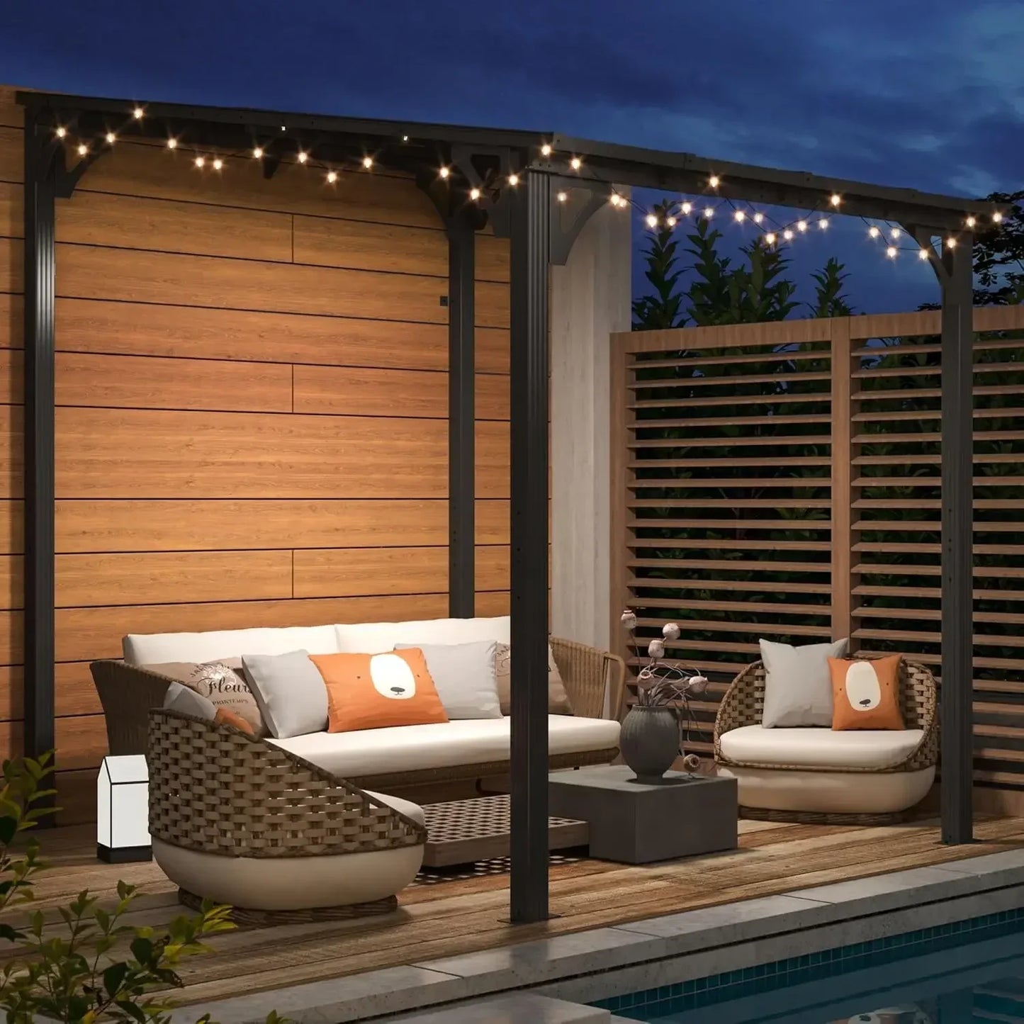 Outdoor Gazebo Pergola With Hardtop For Patio Shade And Rain