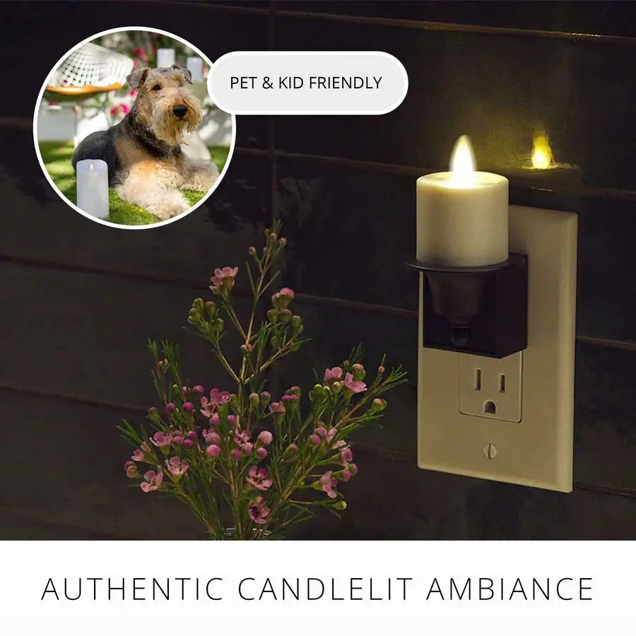 Flameless Candle Nightlight With Dusk to Dawn Sensor Plug LED