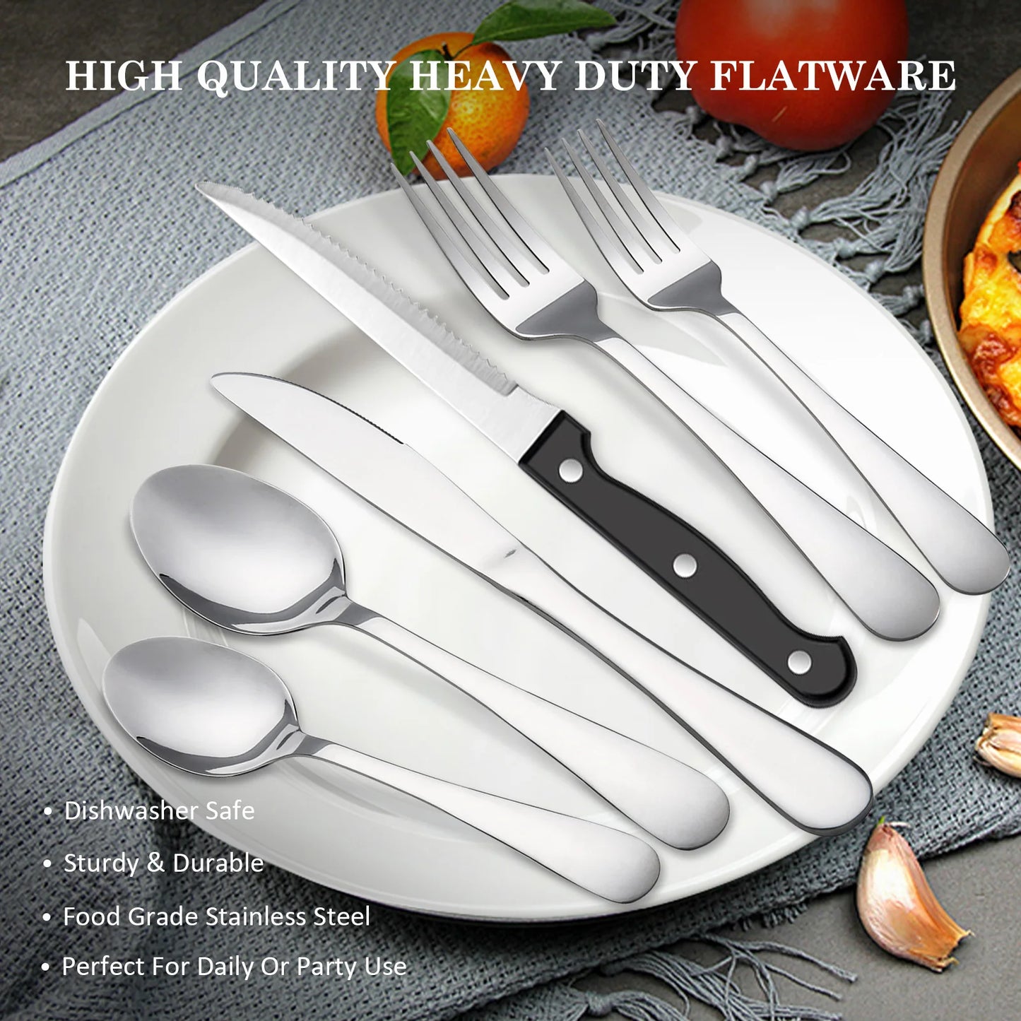 HANSMART Stainless Steel Flatware Set Mirror Polished Dinner Cutlery