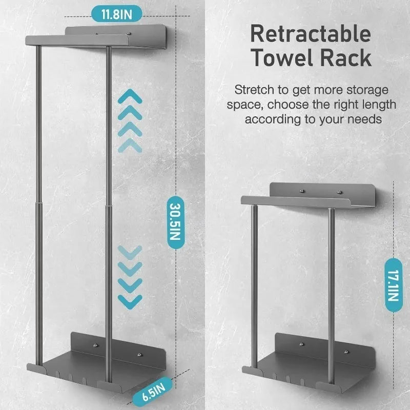 Stainless Steel Double Wall Mounted Towel Rack Bathroom Organizer