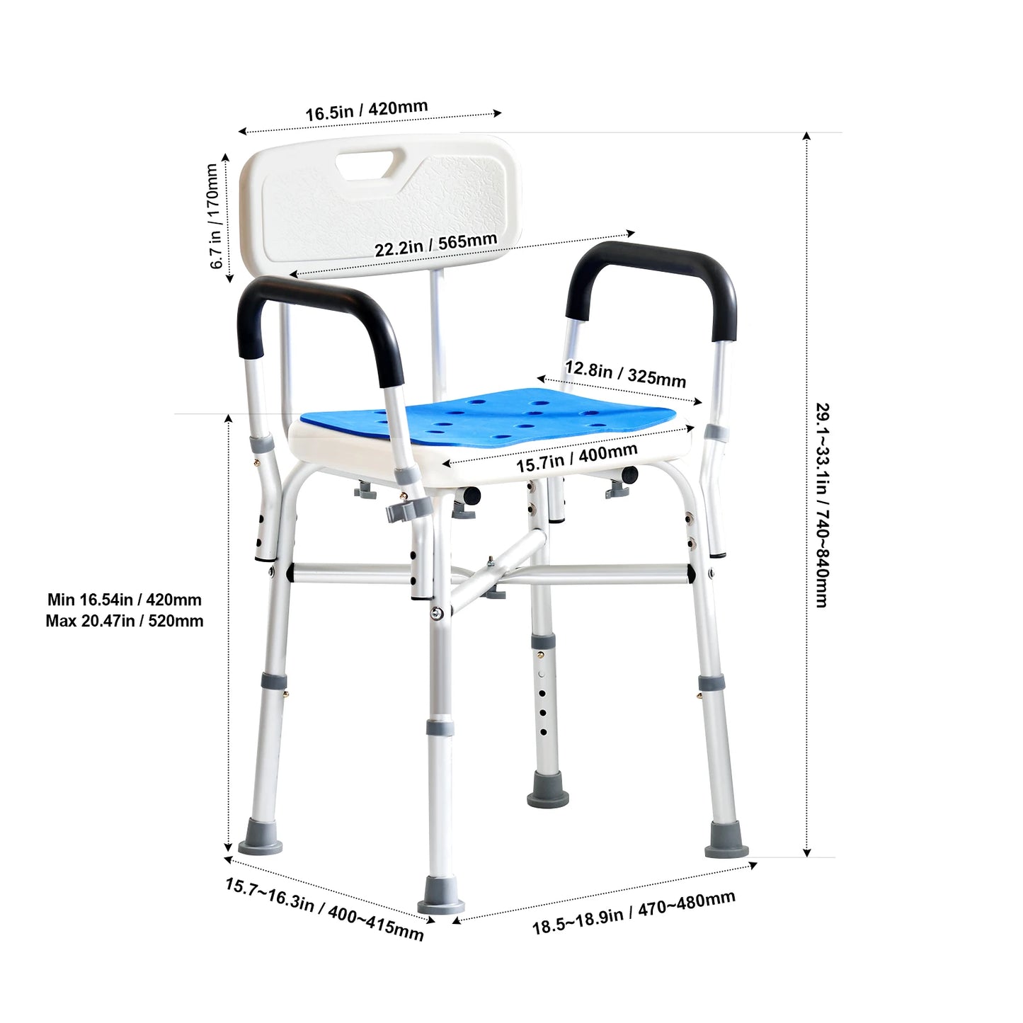 Shower Chair Adjustable Height Bath Bench For Elderly And Disabled