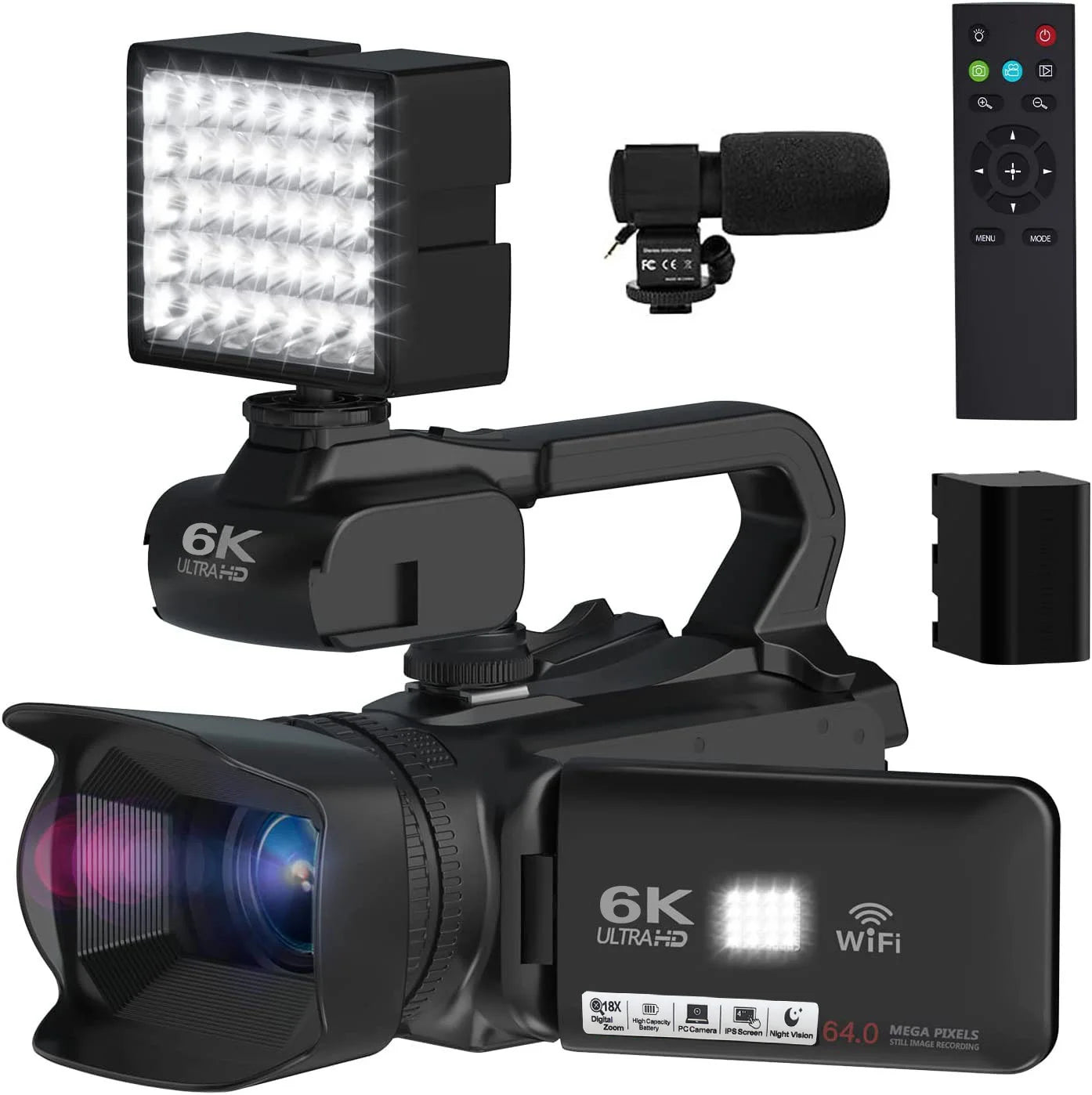 BINGQIANQIAN RX200-6K Camcorder With Night Vision Pro