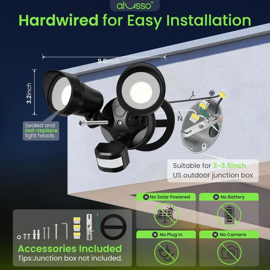 XMSJ Motion Sensor Flood Lights 30W 3-Mode Dusk To Dawn