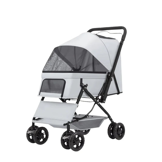 Premium Pet Stroller Spacious Four Wheel Cart For Dogs Cats