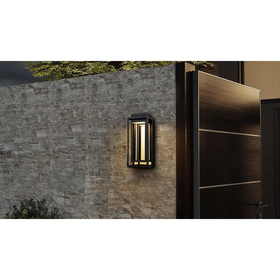 Modern Outdoor LED Wall Light Exterior Sconce Black Gold Finish