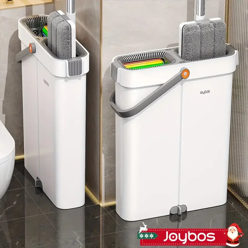 Joybos Ultra Slim Flat Mop And Bucket System With 2 Microfiber Pads 360 Swivel
