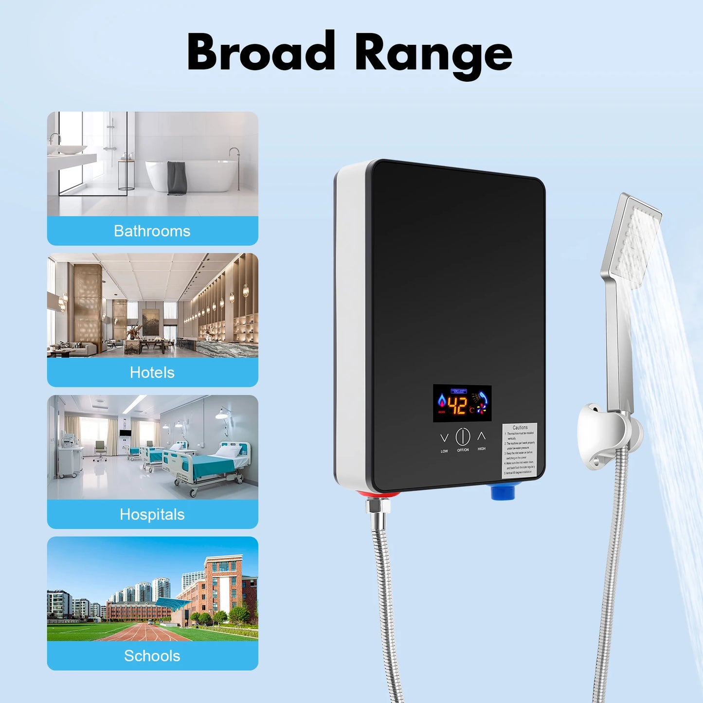 6500W Tankless Electric Water Heater 220V Wall Mounted