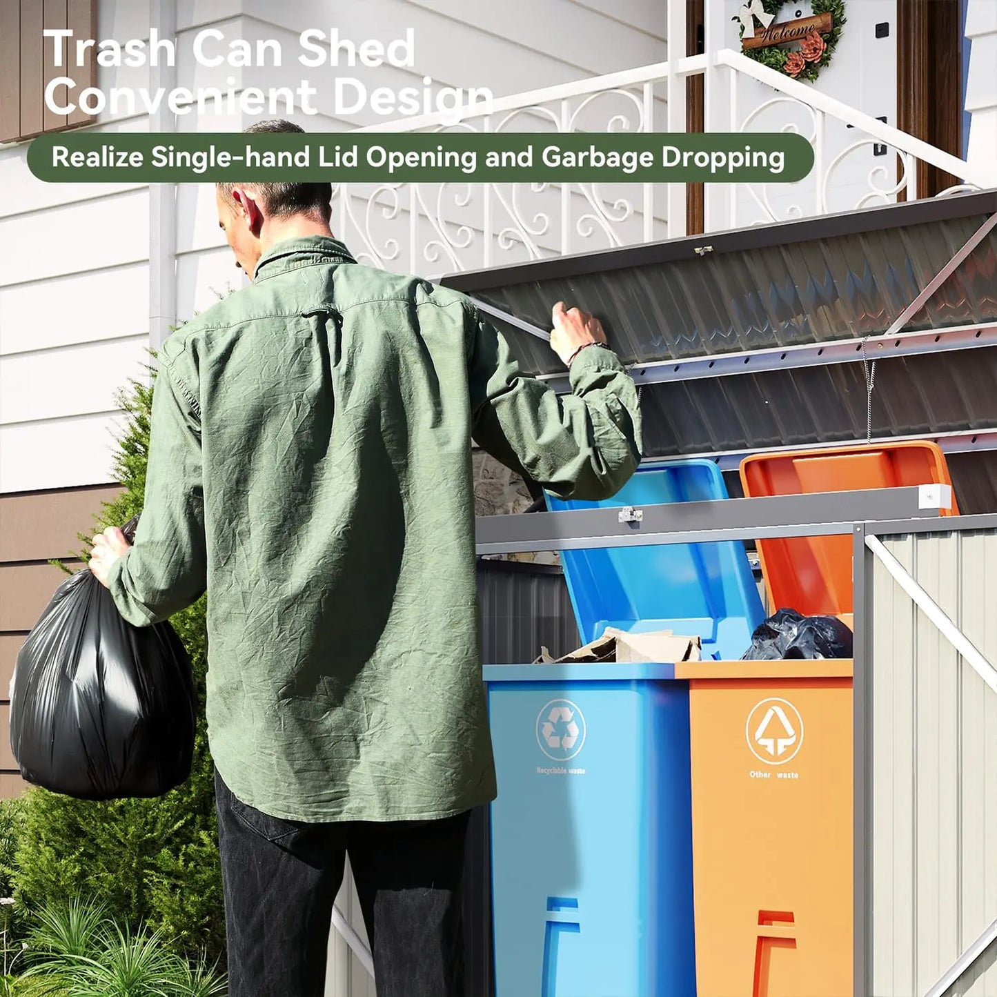 Metal Outdoor Storage Shed Waterproof Organizer For Bins And Tools