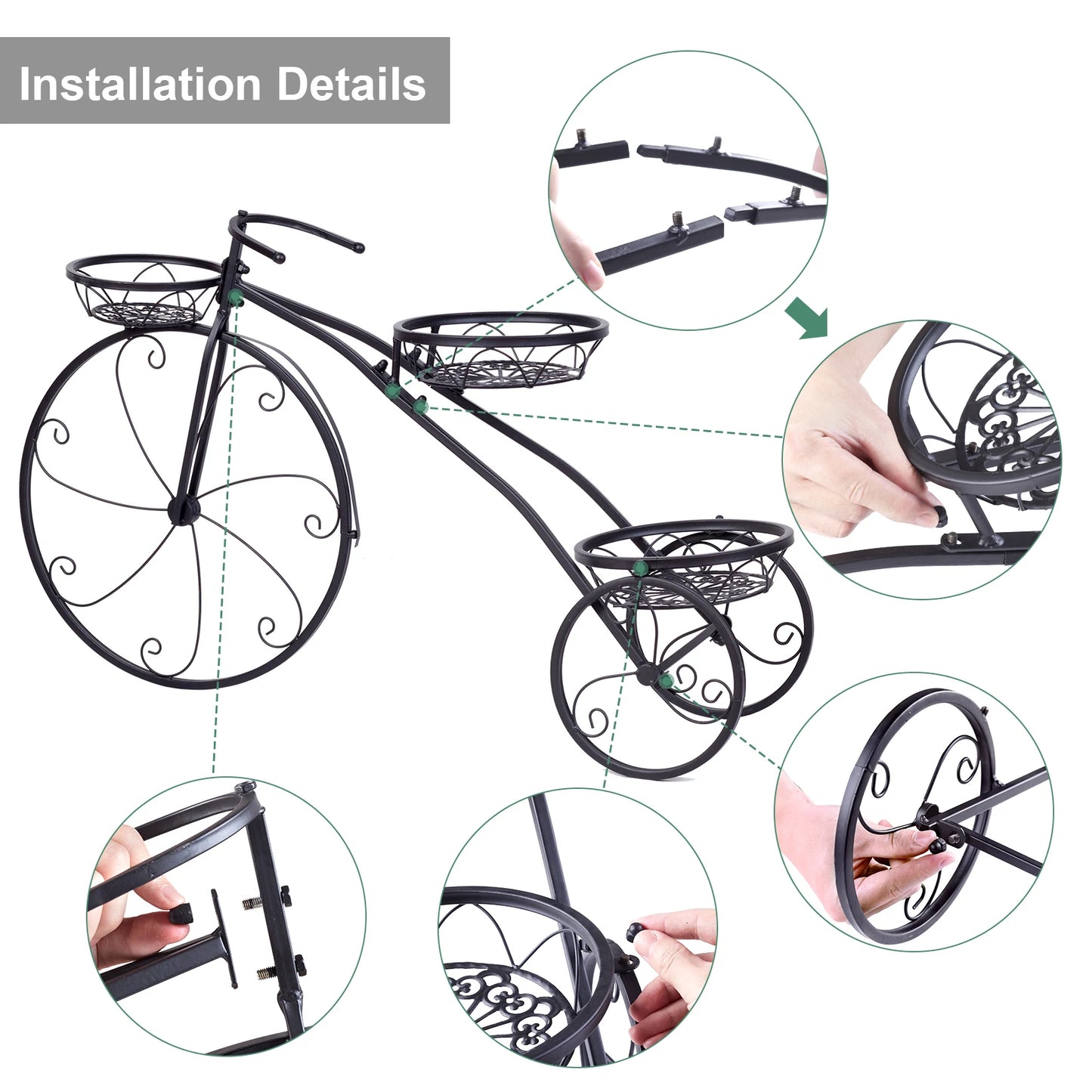 Wisfor 3 Tier Bicycle Plant Stand Metal Flower Pot Holder