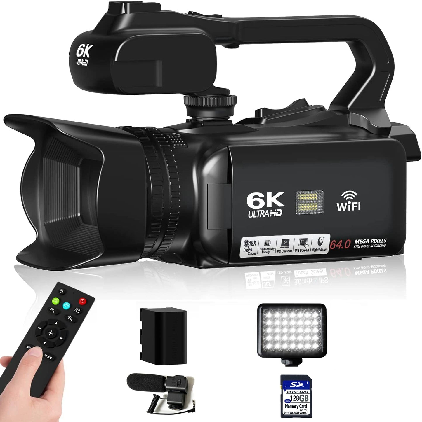 BINGQIANQIAN RX200-6K Camcorder With Night Vision Pro