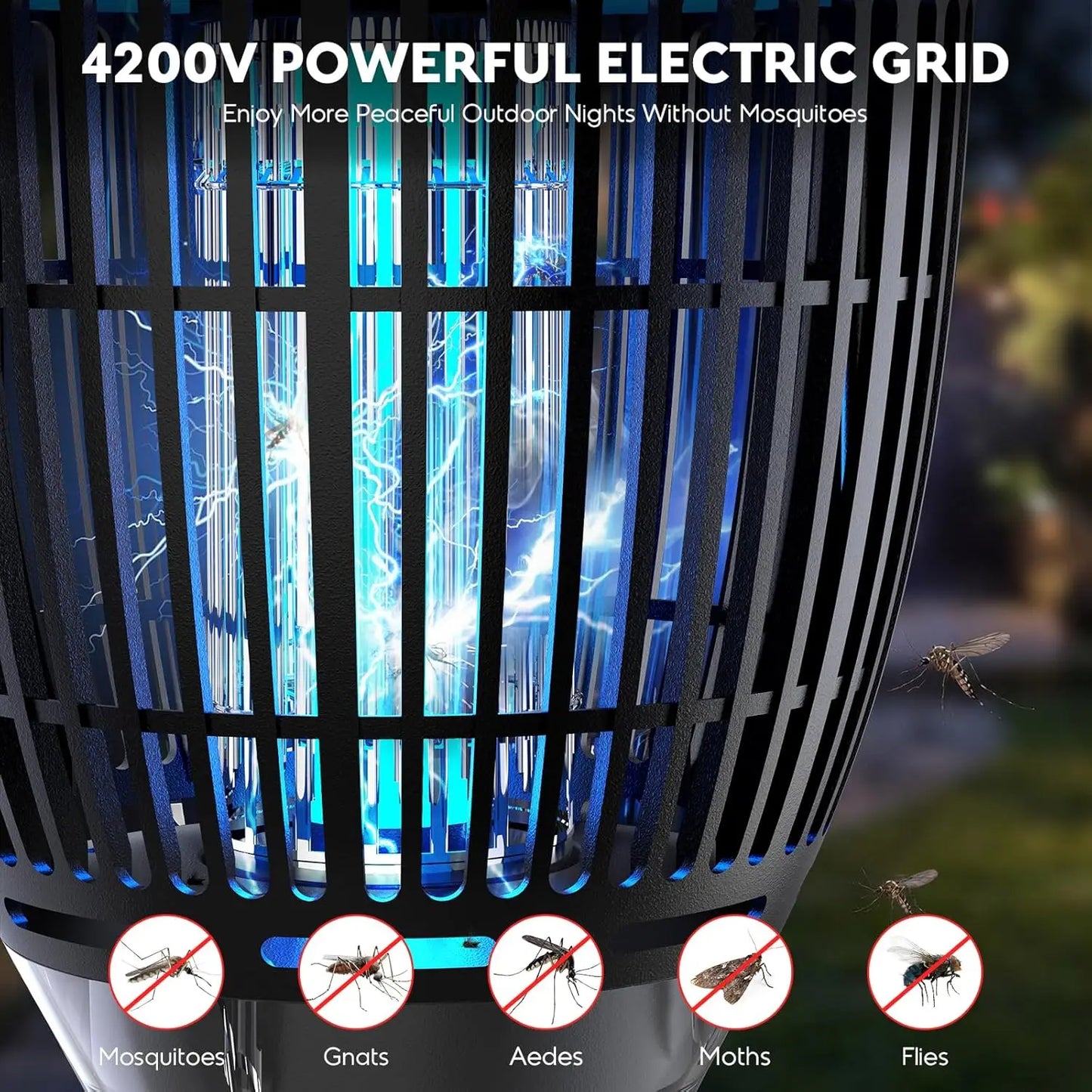 Solar 3 In 1 Mosquito Zapper With Flame AndRgb Yard Lighting
