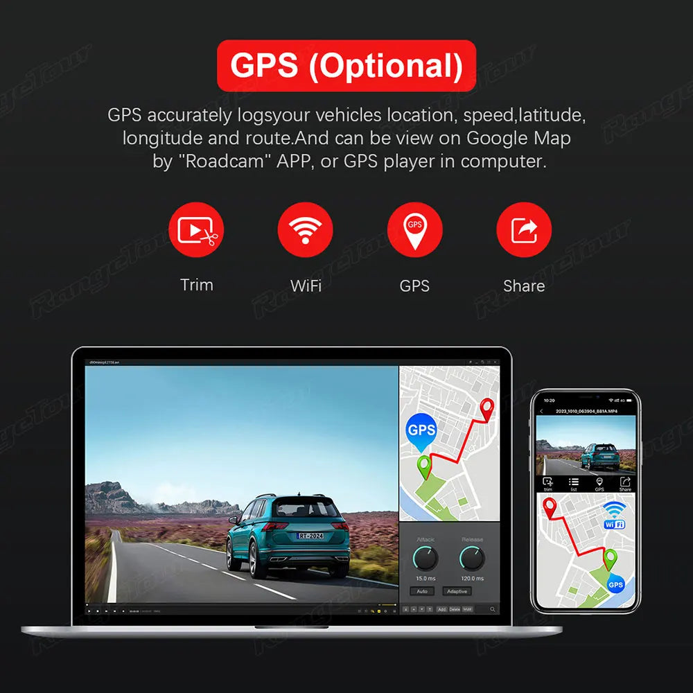 Range Tour 4K Dual Lens Dash Cam With GPS Night Vision D30H