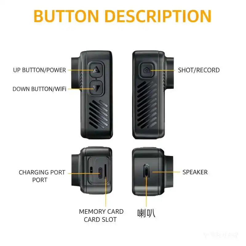 5K HD Action Camera With Wearable Pendant And Dual Screen