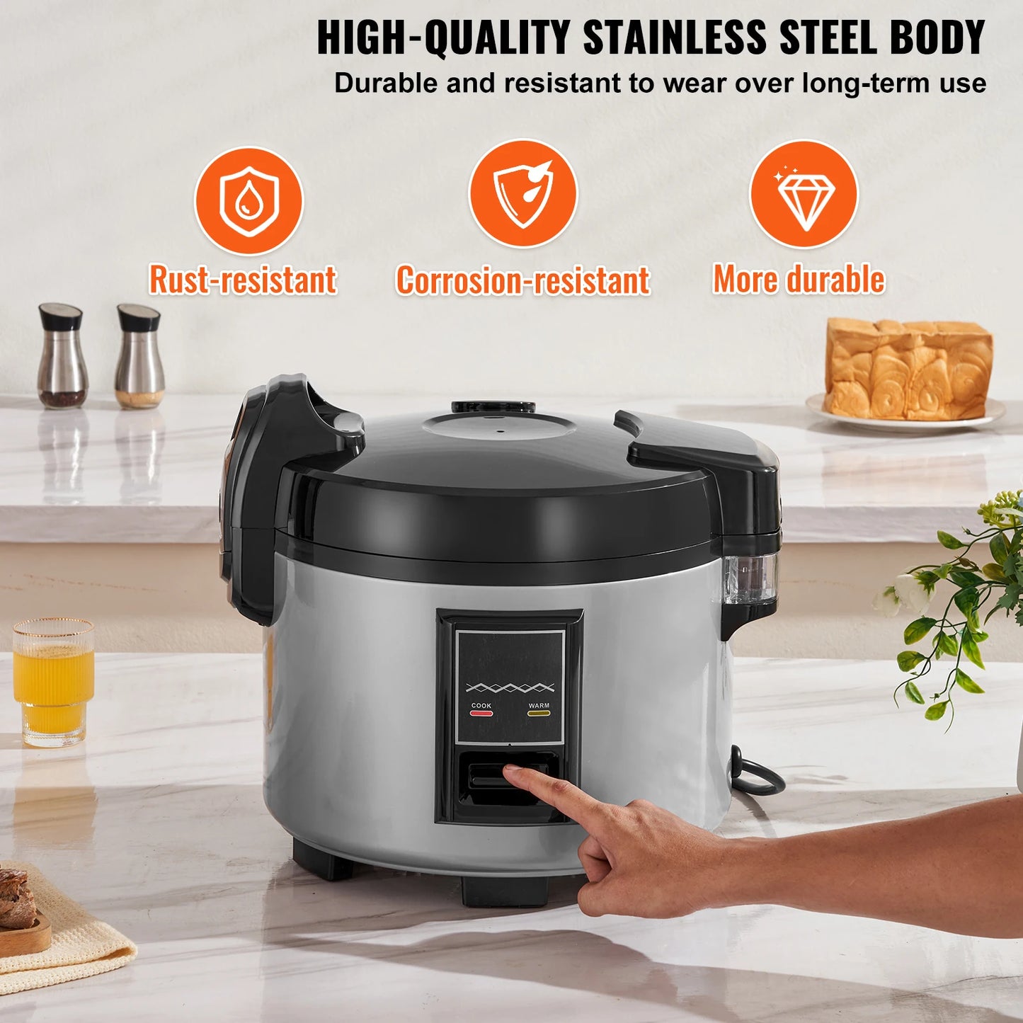 SucceBuy Commercial Rice Cooker Warmer With Nonstick Inner Pot
