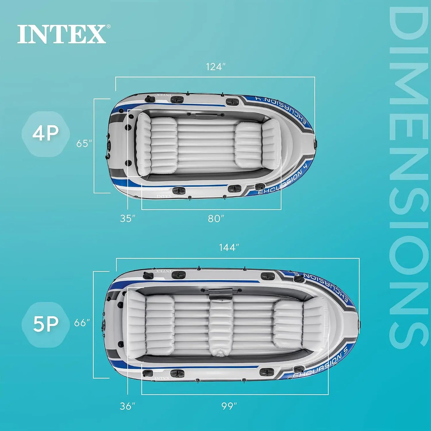 Intex Excursion 4 Inflatable Boat Set With Trolling Motors