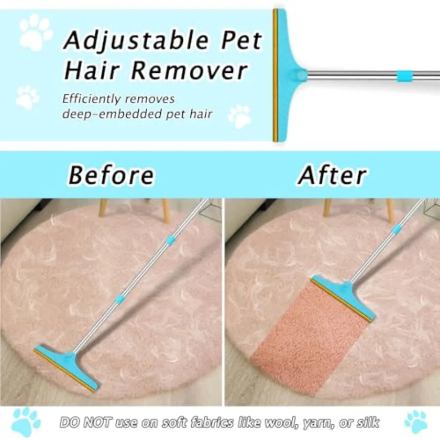 Carpet Rake for Pet Hair Removal With Adjustable Long Handle