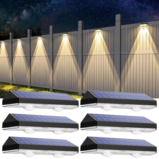 SZRSTH Solar Fence Lights Outdoor IP65 3 Modes 6 Pack