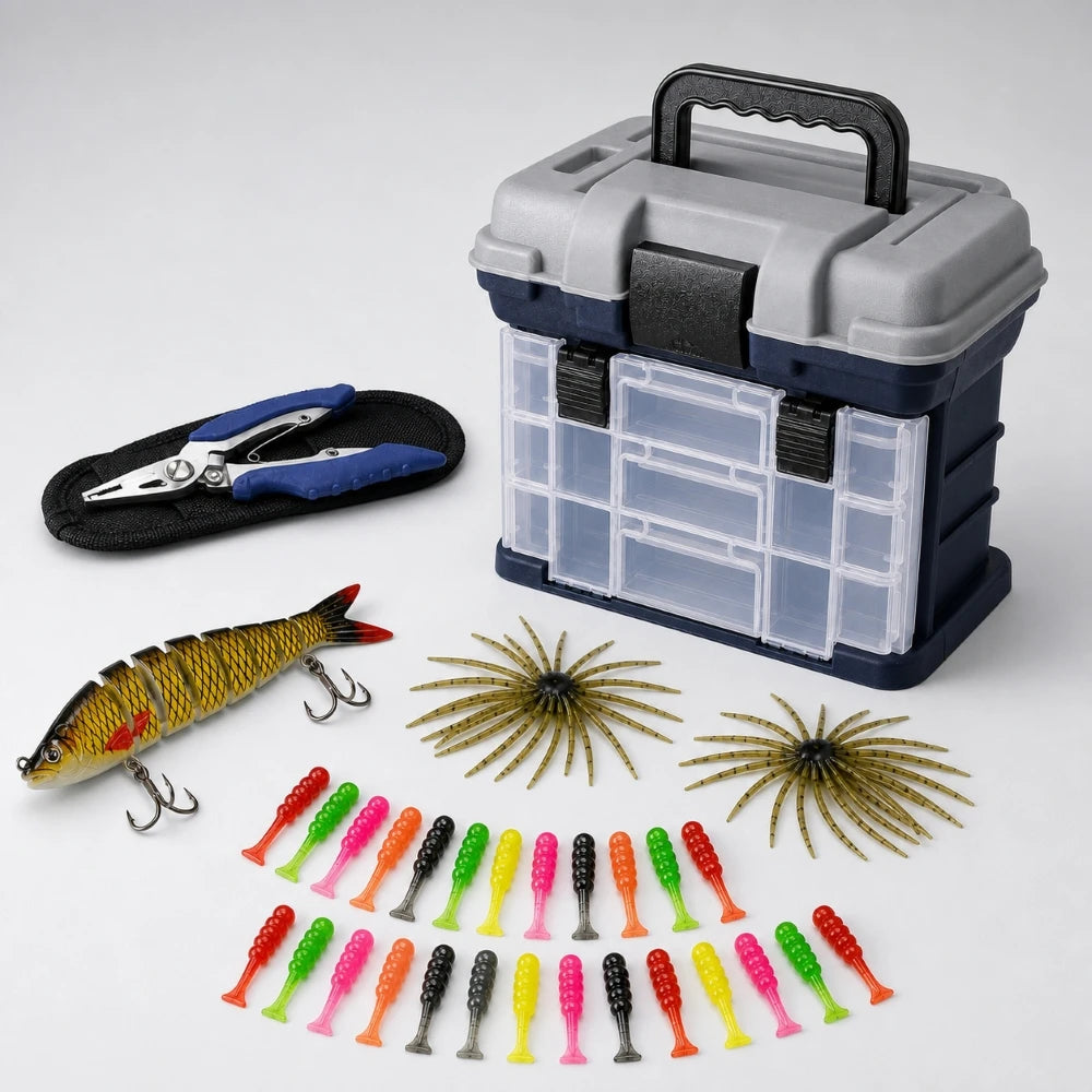 Zoe Fishing Tackle Box Kit With Pliers And Lure Storage