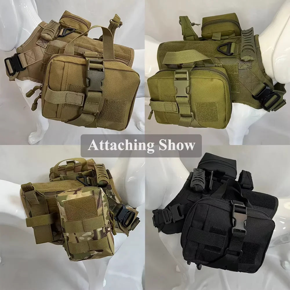 Dog Tactical Bags Set Molle Pouches Belt Attaching On Harness