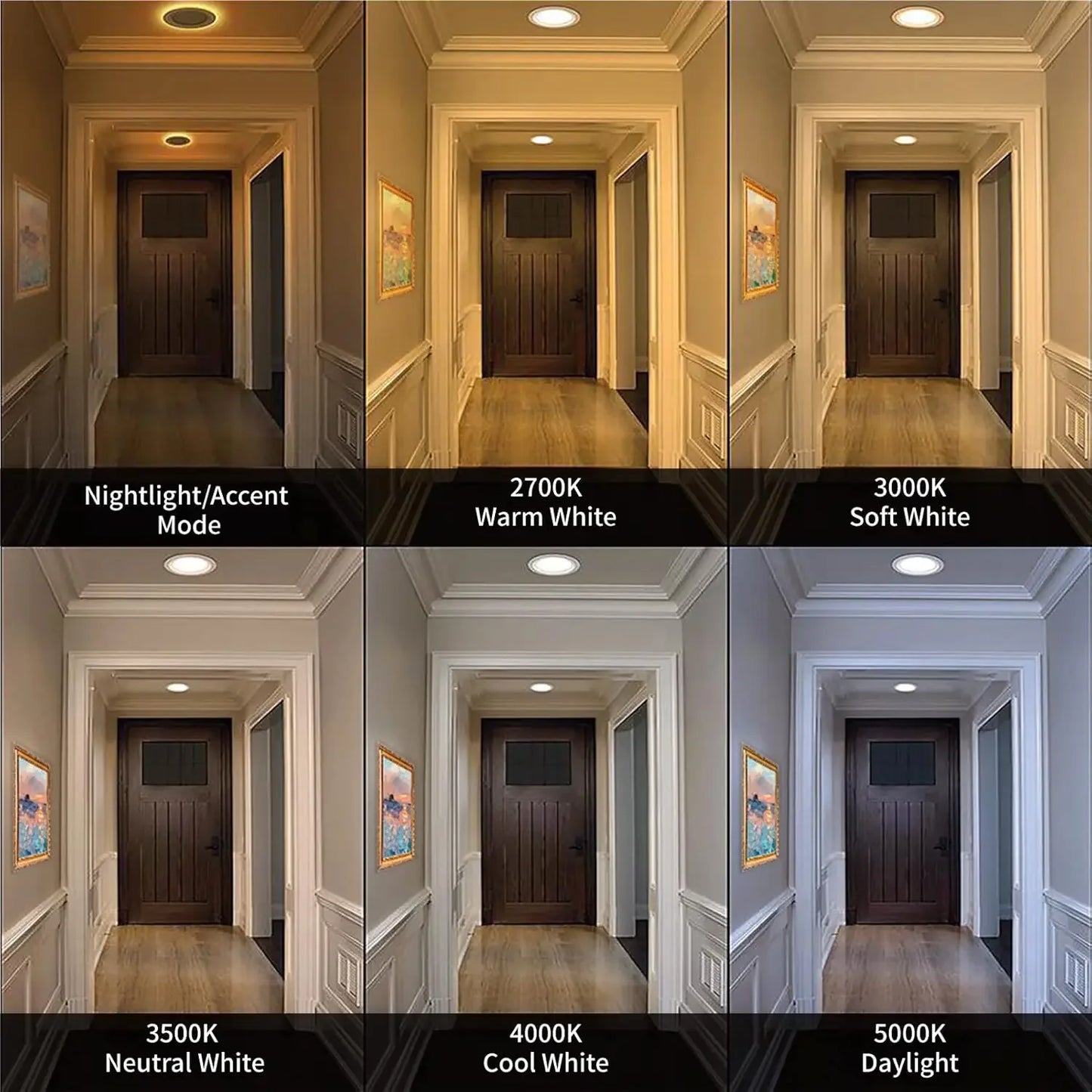 LED Recessed Ceiling Light with Night Light, 5CCT Selectable