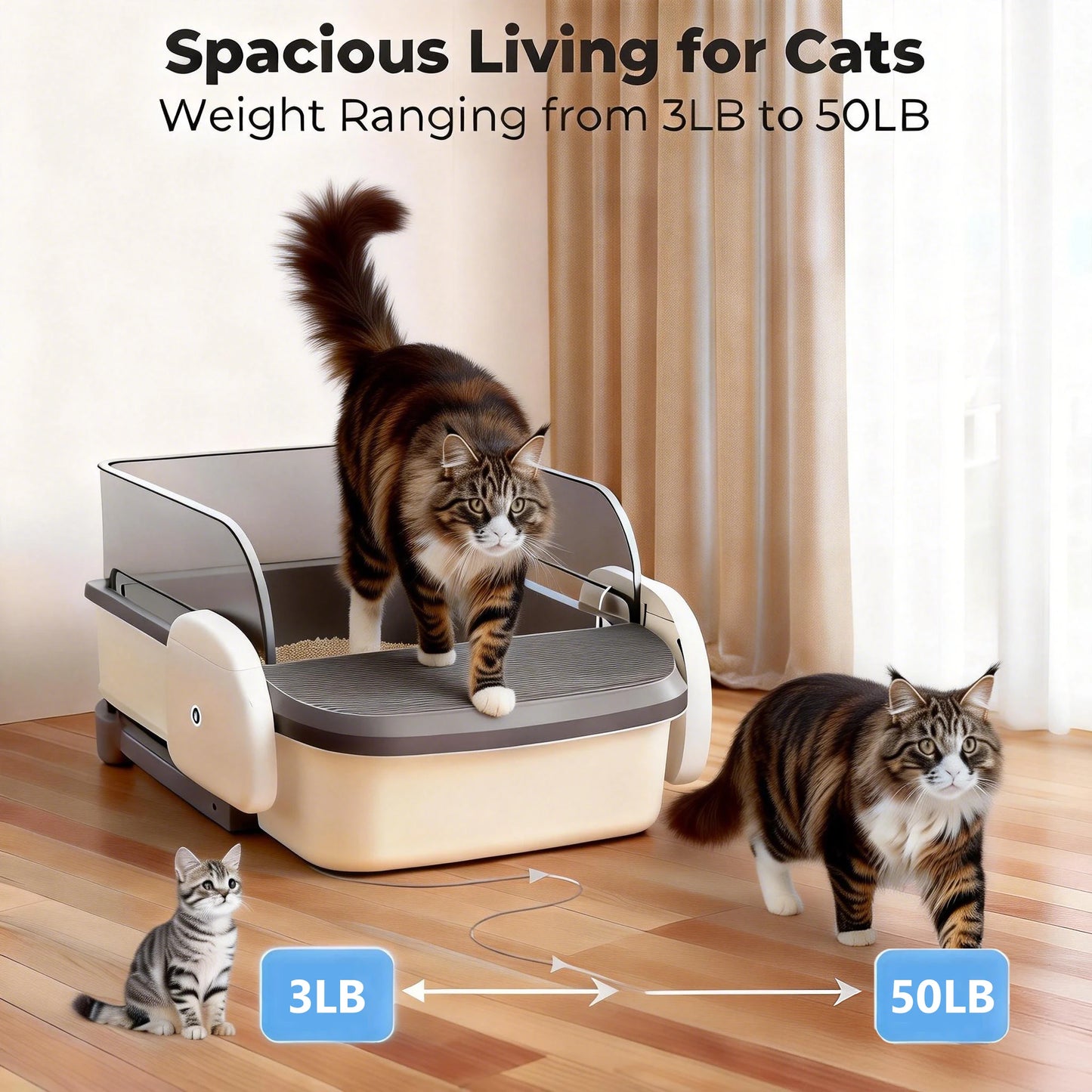 Automatic Self Cleaning Litter Box With App Control For Multi Cat Use