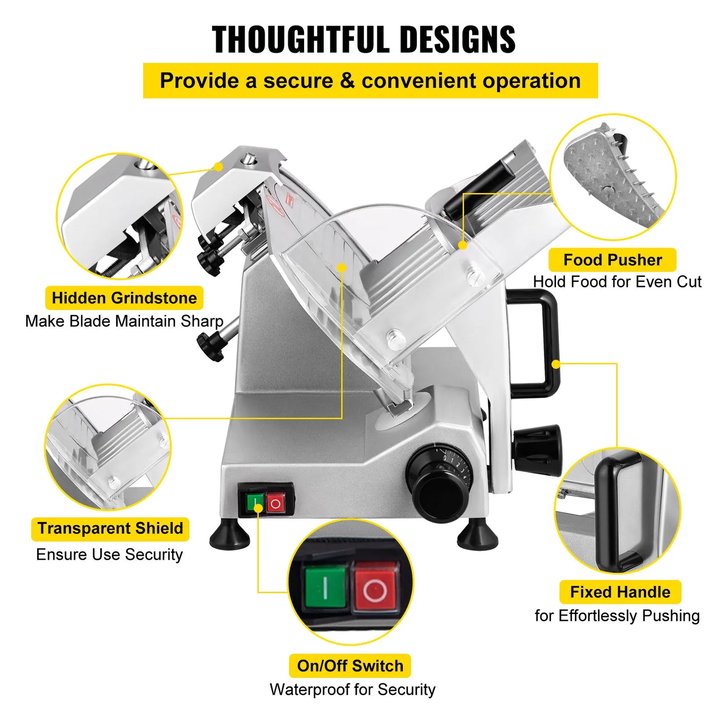 SucceBuy Commercial Meat Slicer Electric Deli Cheese Cutter