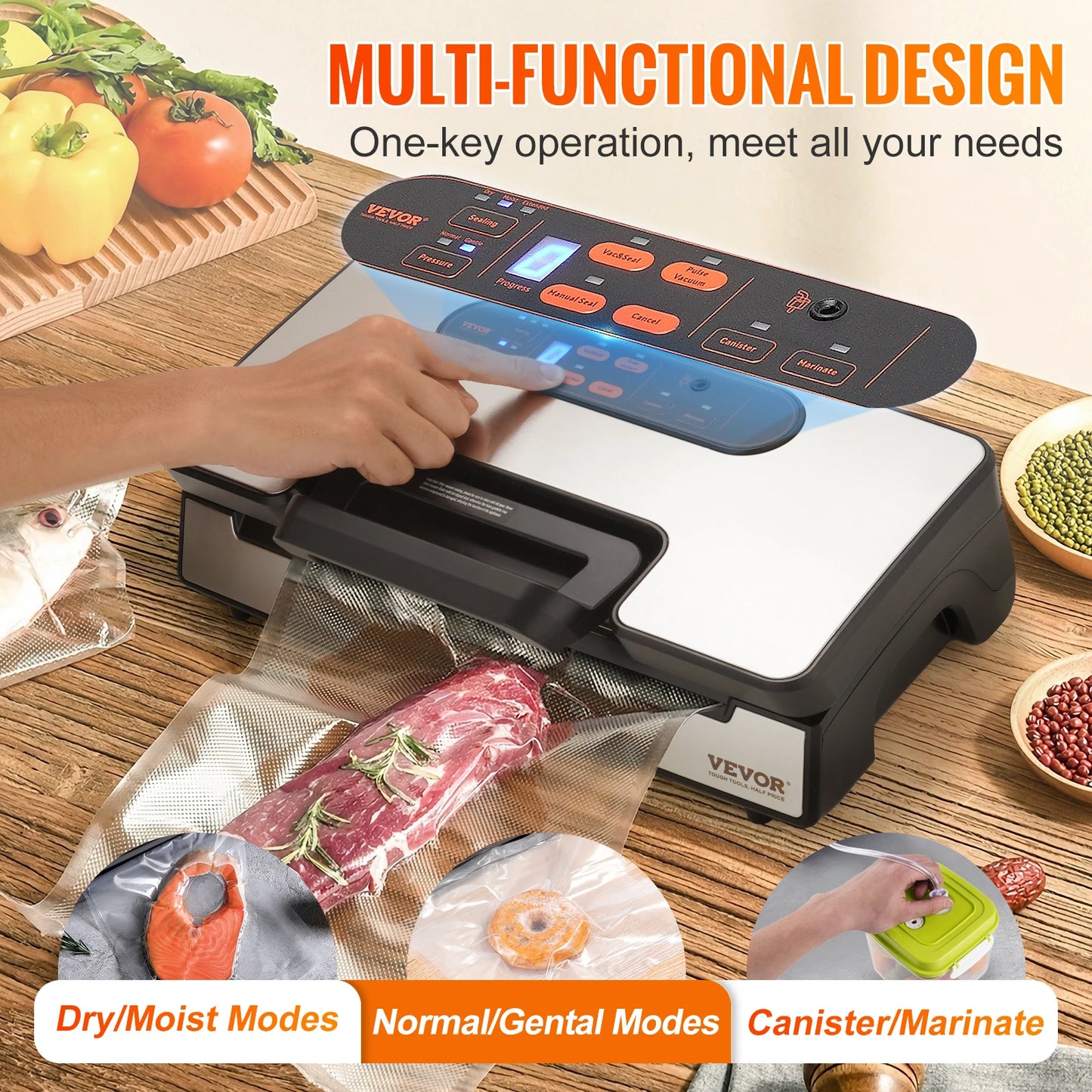 SucceBuy 90KPa 130W Vacuum Sealer For Food Packaging With Free Vacuum Bags