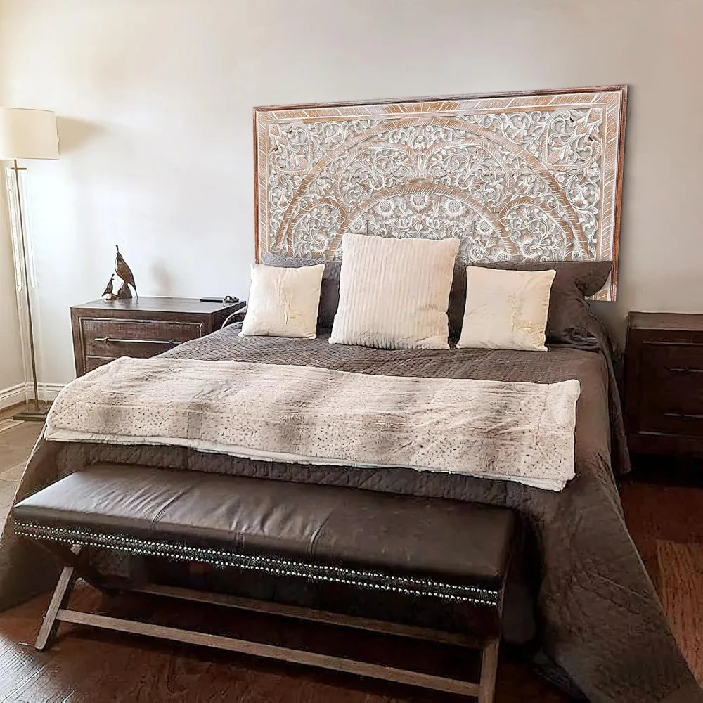 RBXC Carved Wood Headboard Wall Mount