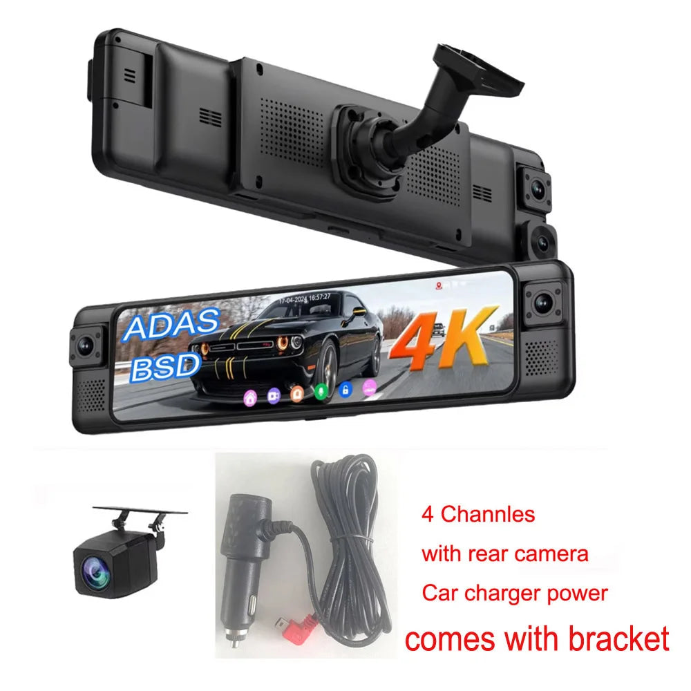 SZshufen 4K Mirror Dash Cam With WiFi GPS ADAS Rearview Mirror