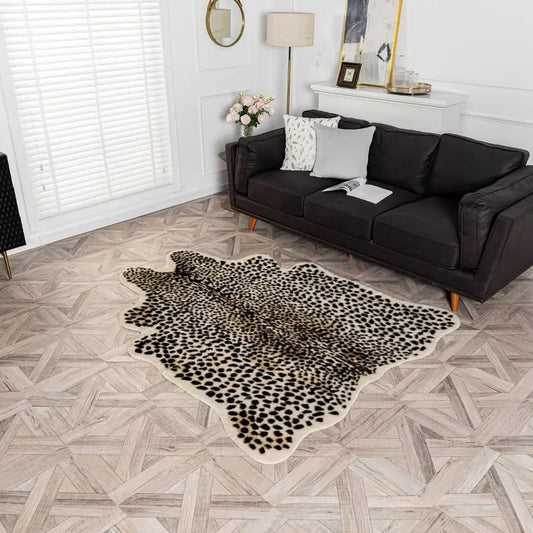 Animal Print Faux Cowhide Area Rug Leopard Pattern