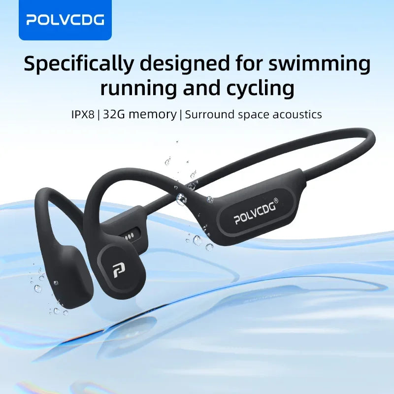 POLVCDG X9 Bone Conduction Earphones IPX8 Waterproof Open Design