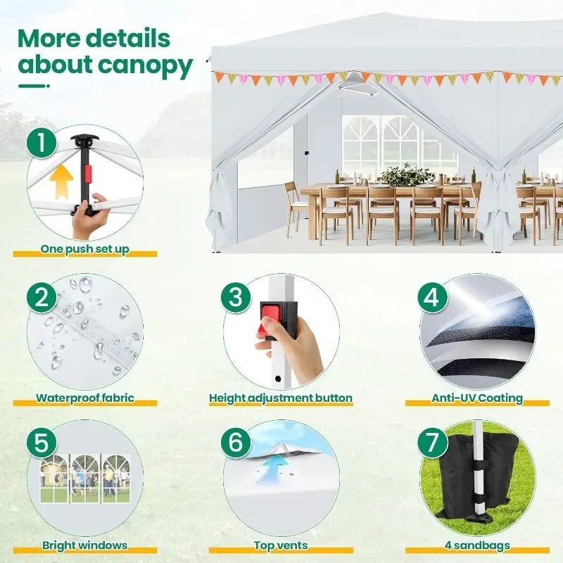 Waterproof Gazebo Tent Pop Up Canopy With Six Sidewalls