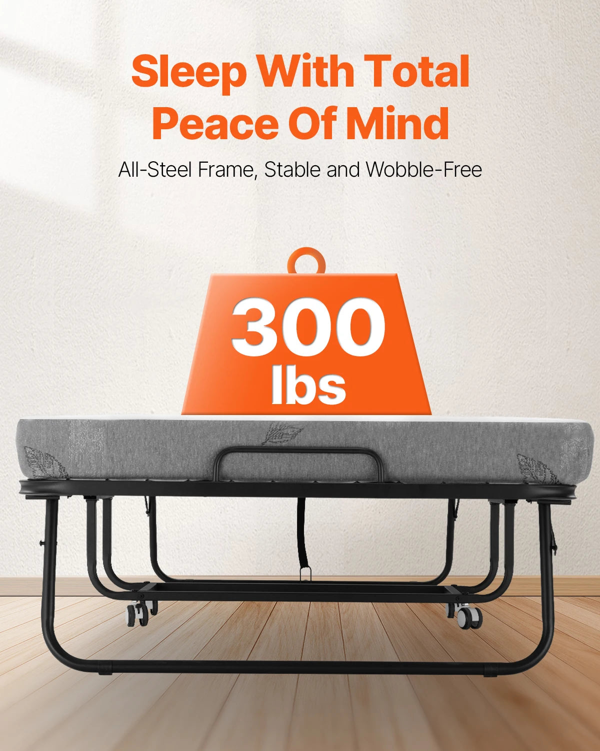 SucceBuy Rollaway Bed Folding Guest Bed With Memory Foam Mattress