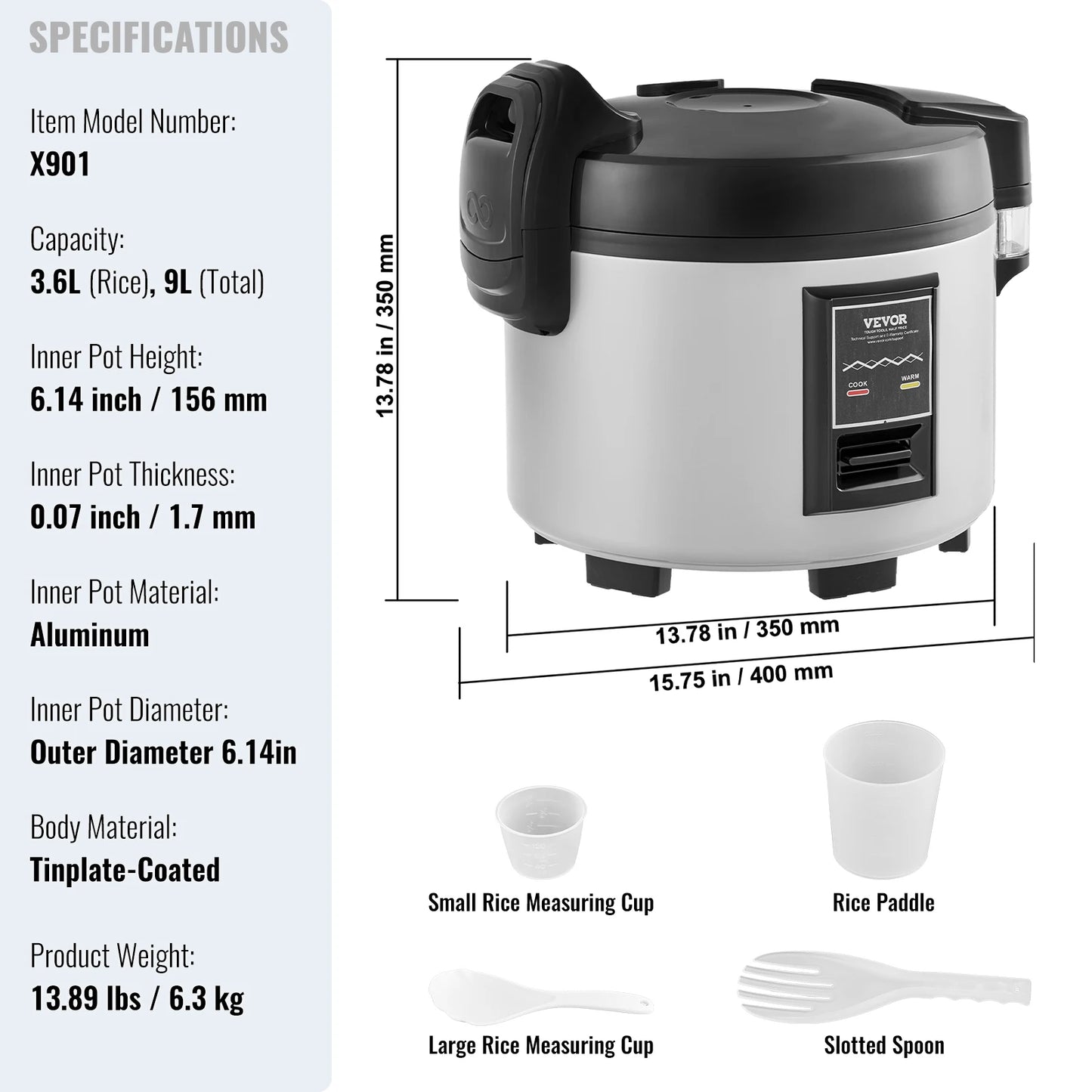 SucceBuy Commercial Rice Cooker Warmer With Nonstick Inner Pot