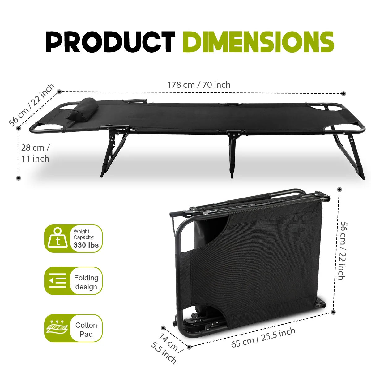 Adjustable Folding Reclining Outdoor Lounge Chair With Removable Cushion