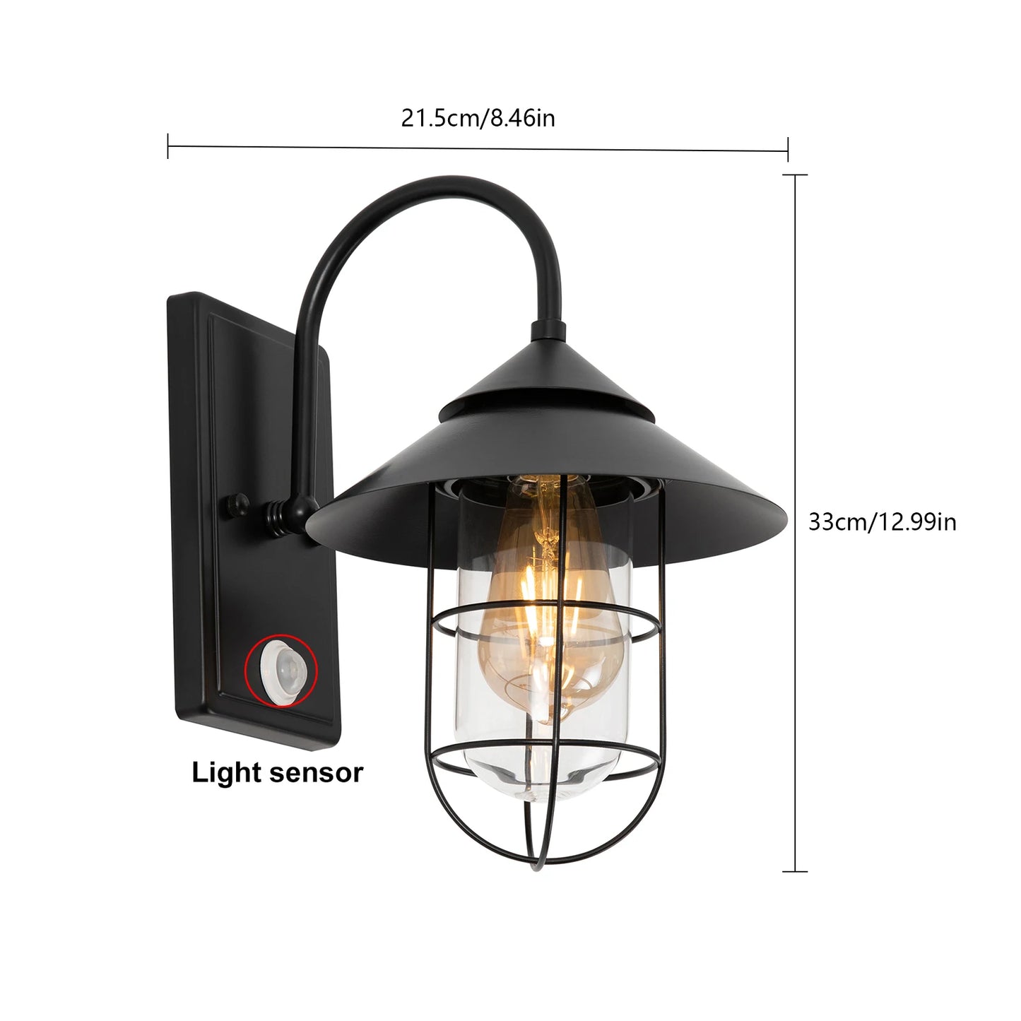 Bymaocar Retro Wall Lamp Motion Sensor E26 Sconce