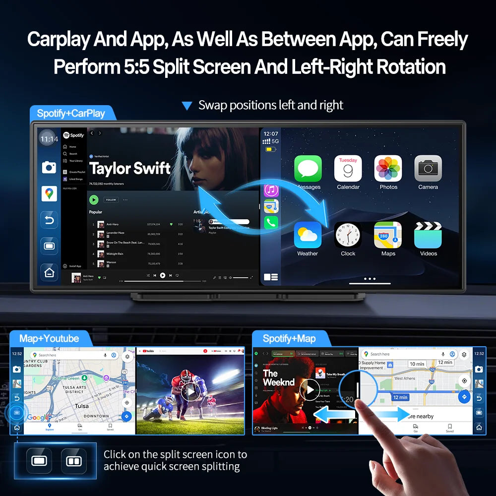 Imagebon Android 14 Dashcam With Carplay And GPS Navigation