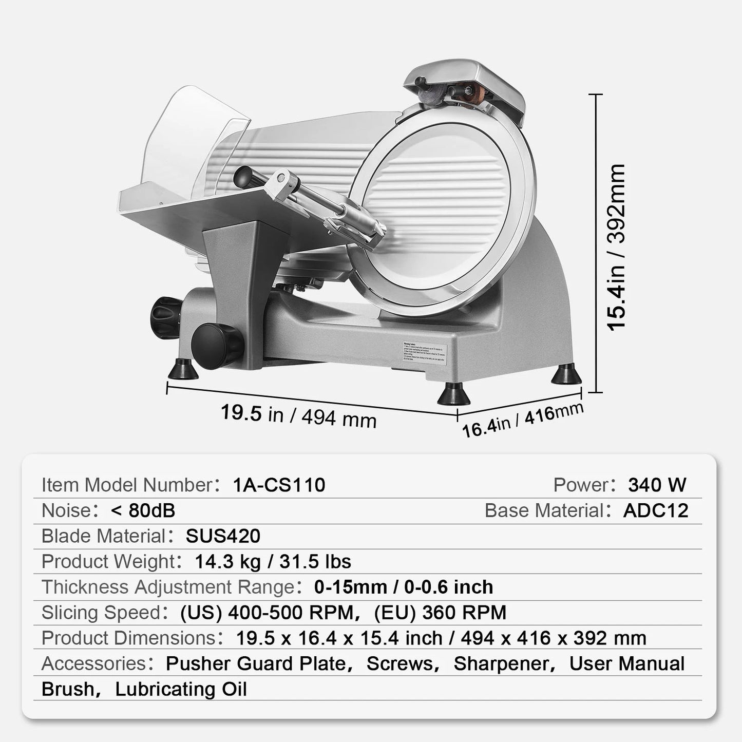 SucceBuy Commercial Meat Slicer Electric Deli Cheese Cutter