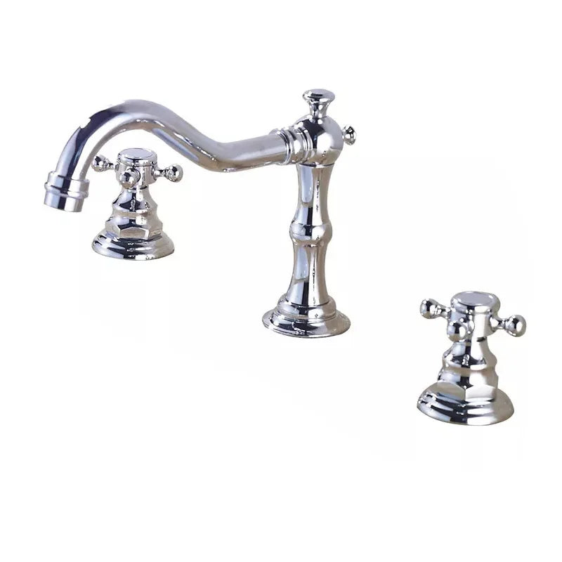 Saeuwtowy Antique Brass Bathroom Faucet Three Hole Deck Mount