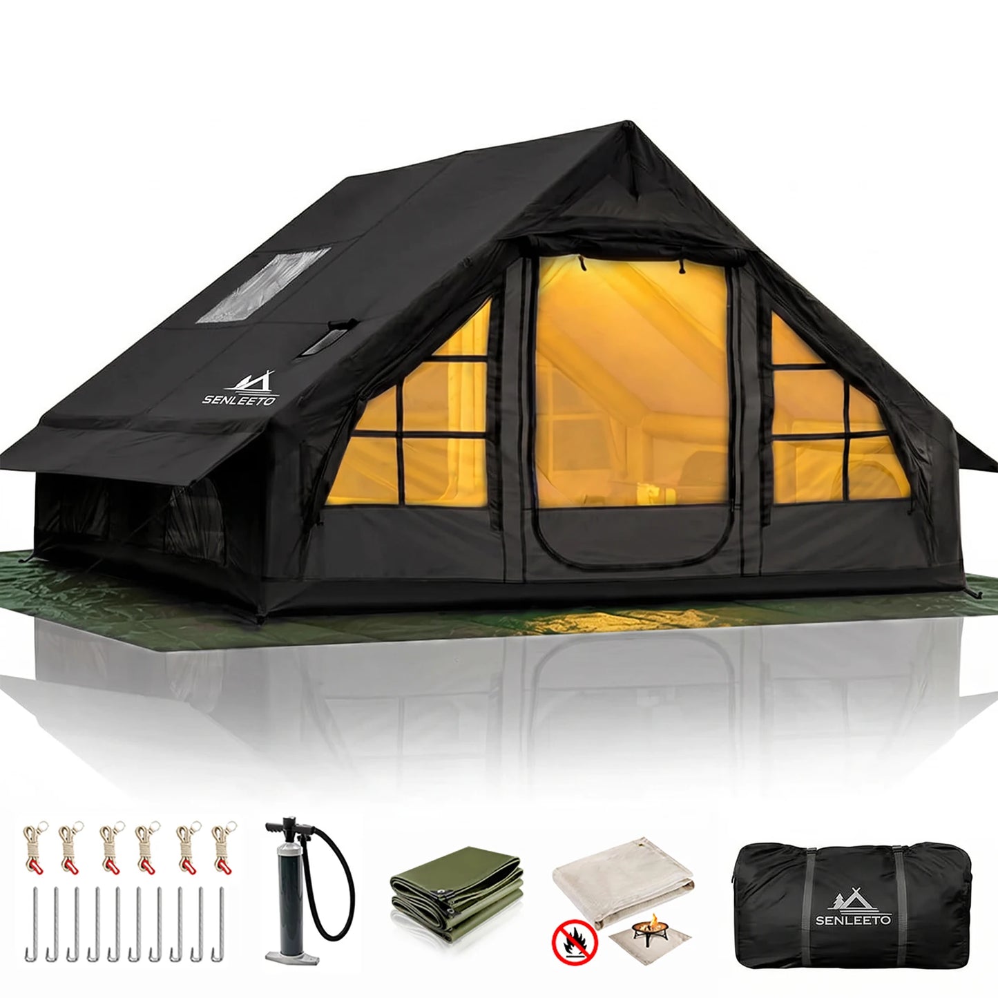 Senleeto Inflatable Family Camping Tent With Rainfly And Stove Jack